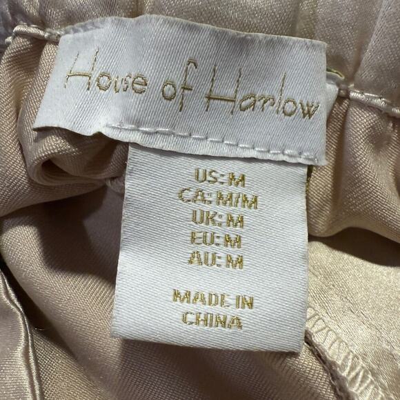 House of Harlow Satin Champagne Gold Wide Leg Pants Women M Office Career Chic - Picture 6 of 9